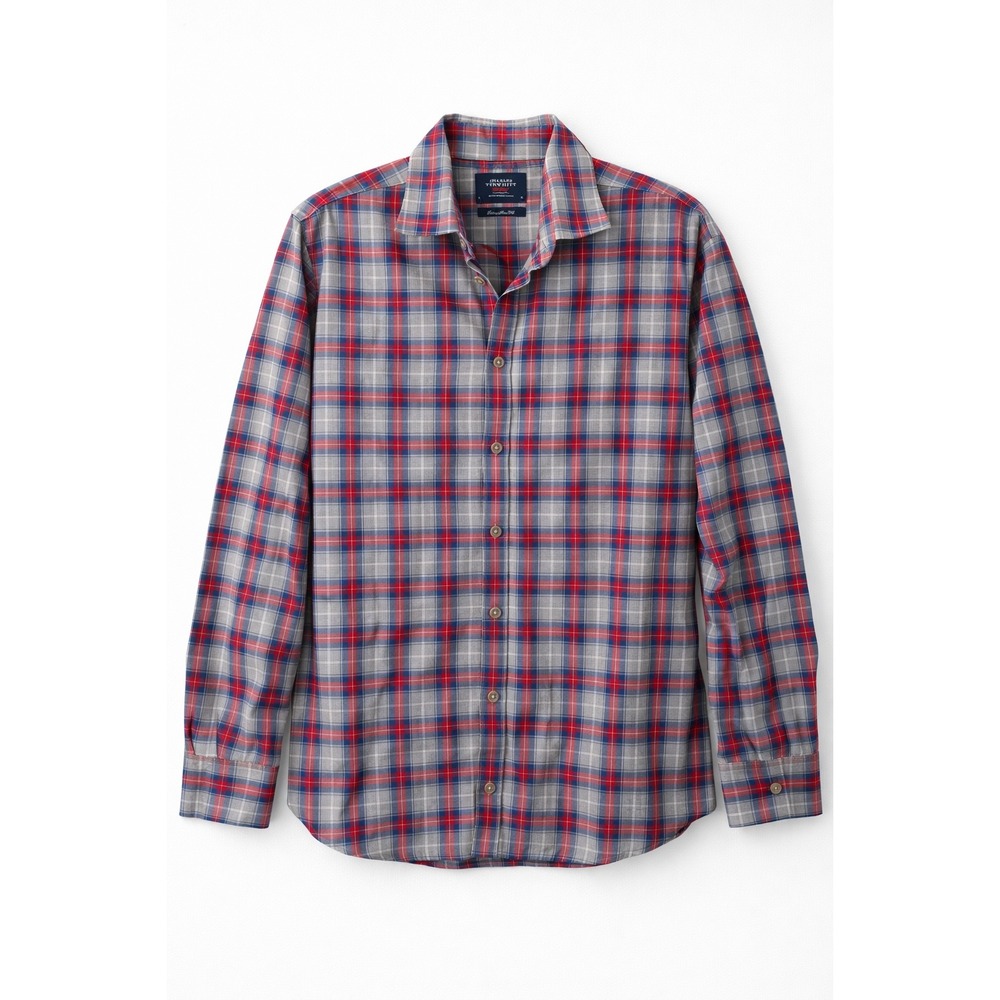 Charles Tyrwhitt Weekend Extra‎ Slim Fit Plaid Shirt Mens Medium Red Blue Grey